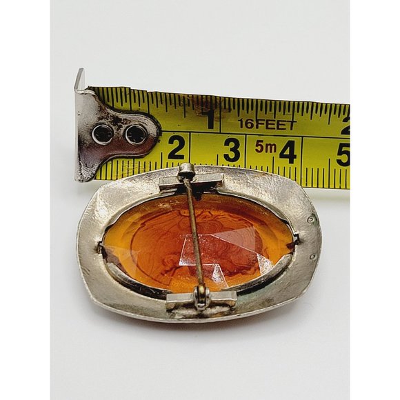 Art Deco 20's Intaglio Glass Cameo Brooch (A344) - Picture 3 of 3